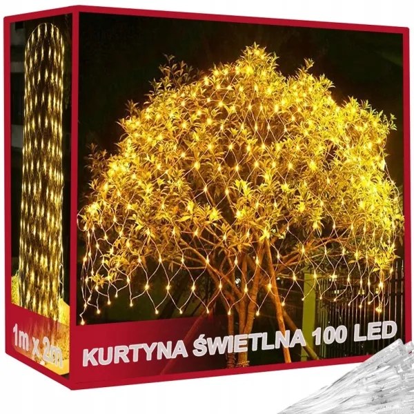 Vianočná sieťová svetelná reťaz teplá biela 100 LED 100x200cm