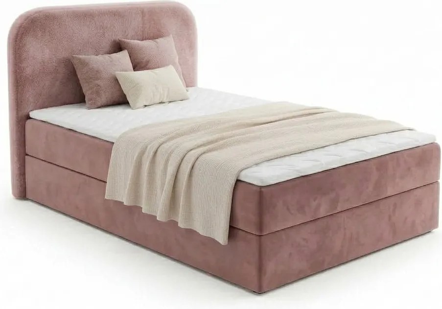 Čalúnená posteľ boxspring FORENA 90x200 cm staroružová Matrac: Matrac Bonell pružinový