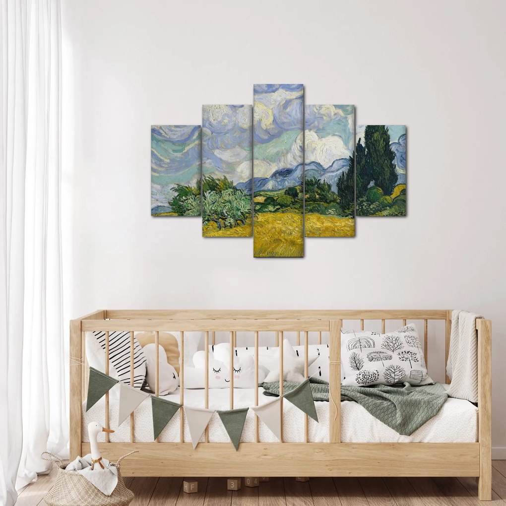 Obraz - Vincent van Gogh, Wheat Field with Cypresses, reprodukcia (150x105 cm)