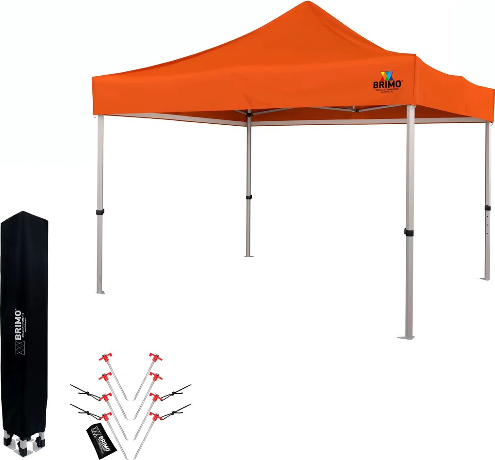 BRIMO Nožnicový párty stan EXCLUSIVE ALU 3x3 m bez stien oranžový