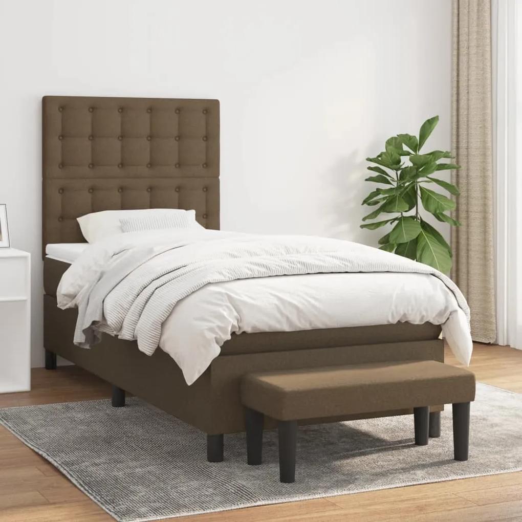 Boxspring posteľ s matracom tmavohnedá 100x200 cm látka 3136896