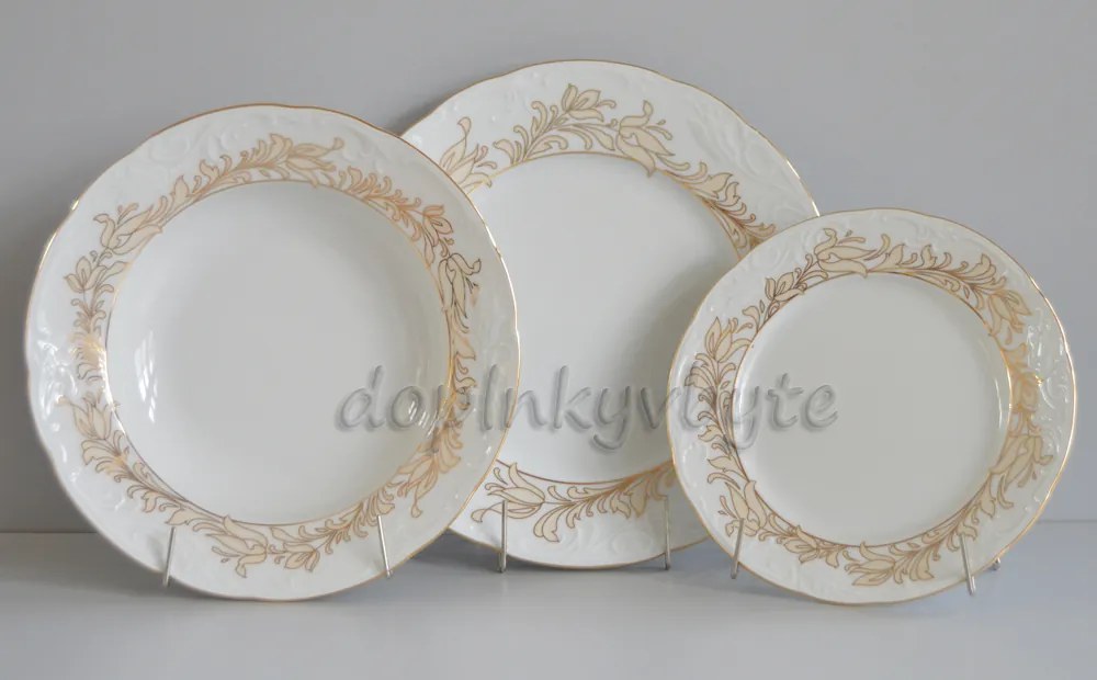 Thun tanierová súpravaTulip zlatá 18-dielná