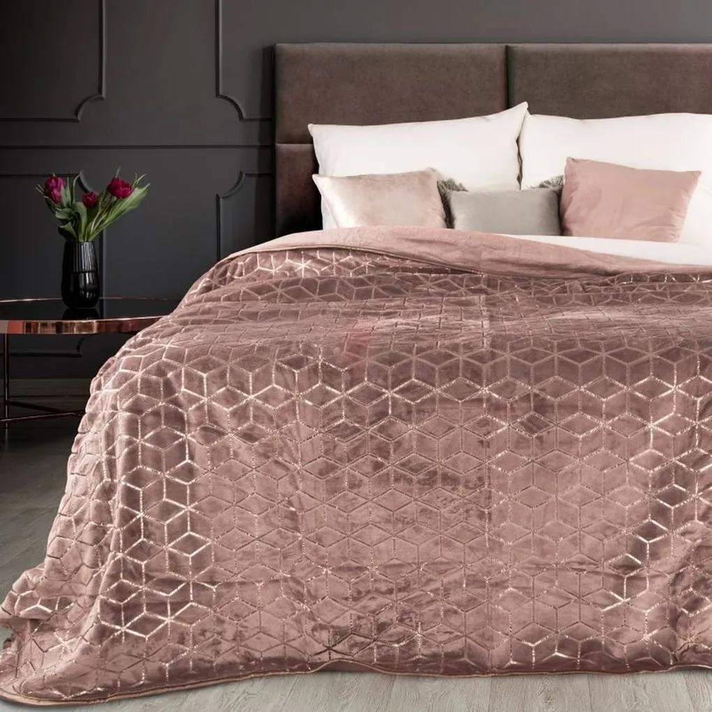 DomTextilu Moderný ružový prehoz na posteľ s medeným vzorom Šírka: 200 cm | Dĺžka: 220 cm 40476-185407