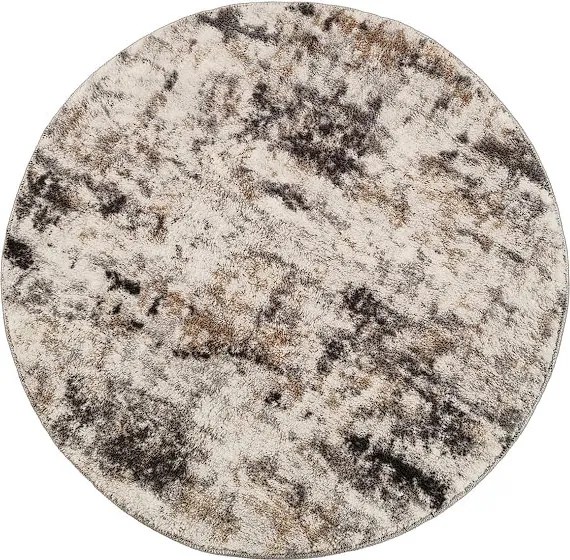Okrúhly koberec Plush Deluxe béžovo-biely fľakovaný | Shaggy Rozmer: 80x80 cm