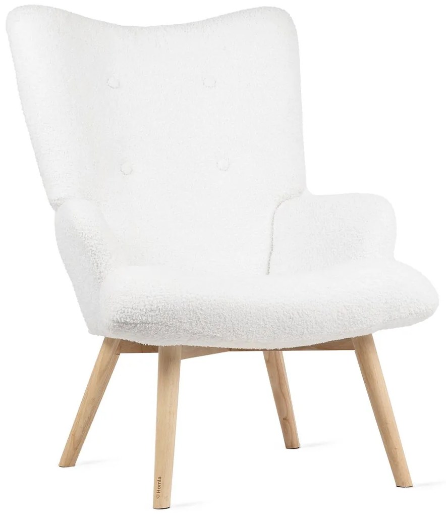 Kreslo ušiak MOSS BOUCLÉ WHITE