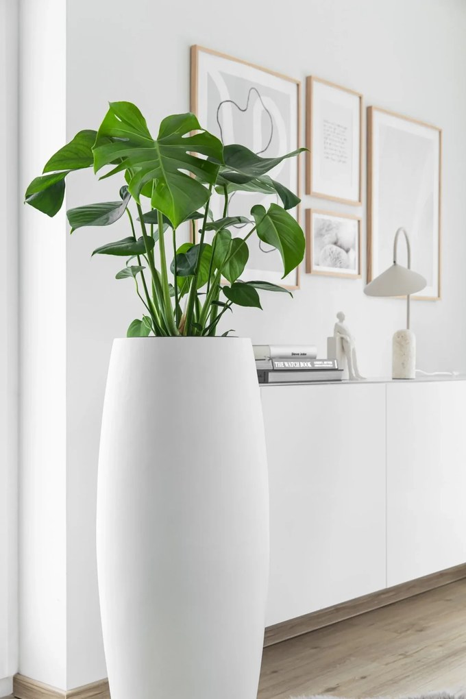 Kvetináč MAGNUM, sklolaminát, výška 80 cm, biely mat