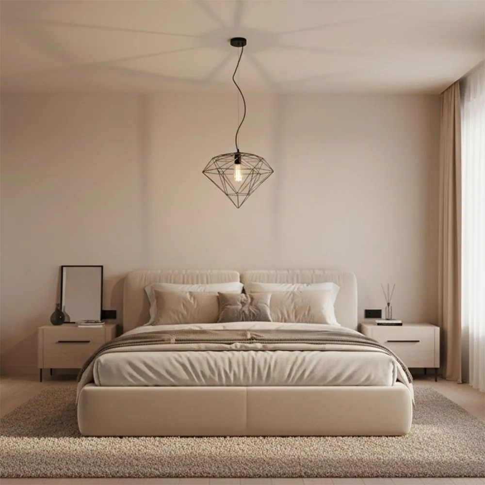 Toolight - Závesná lampa 1xE27 DIAMENT 392197, čierna, OSW-08570