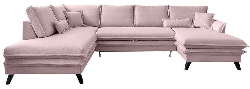 Pudrovoružová rozkladacia pohovka do "U" Miuform Charming Charlie, ľavý roh