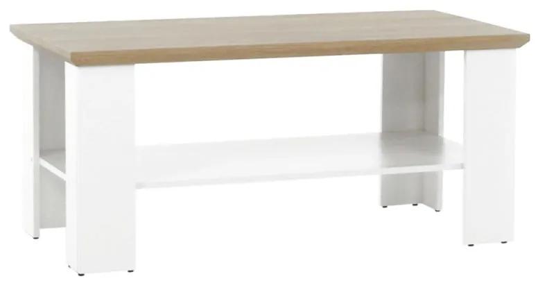 Kondela Konferenčný stolík, LEON MZ17, biela-dub grand