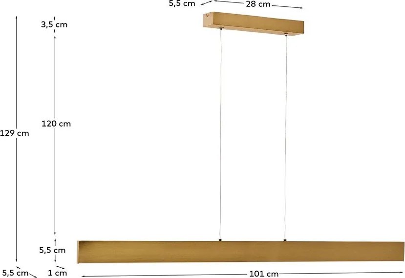 LED závesné svietidlo v zlatej farbe s kovovým tienidlom Boadella – Kave Home