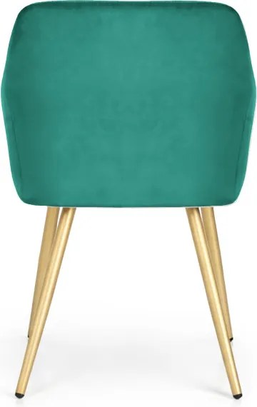 Sada šiestich jedálenských stoličiek ESTELLE zamatové, fľaškovo zelené / zlaté nohy (6 ks)