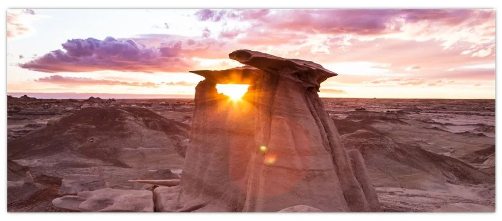 Obraz - západ slnka na púšti (120x50 cm)