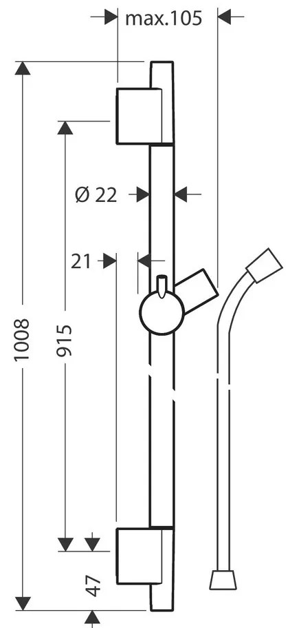 Hansgrohe Unica, S Puro sprchová tyč 900 mm so sprchovou hadicou Isiflex 1600 mm, leštený vzhľad zlata, HAN-28631990