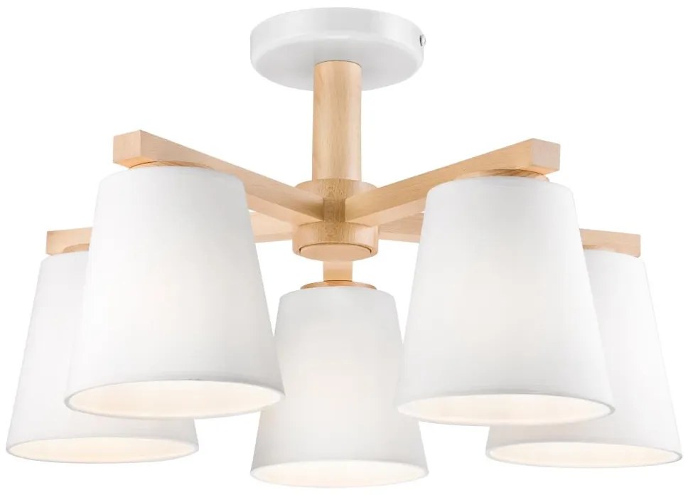 Prisadený luster ELLIE 5xE27/60W/230V biela/buk