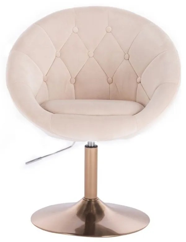 LuxuryForm DESIGN Kreslo VERA VELUR na zlatom tanieri - krémové