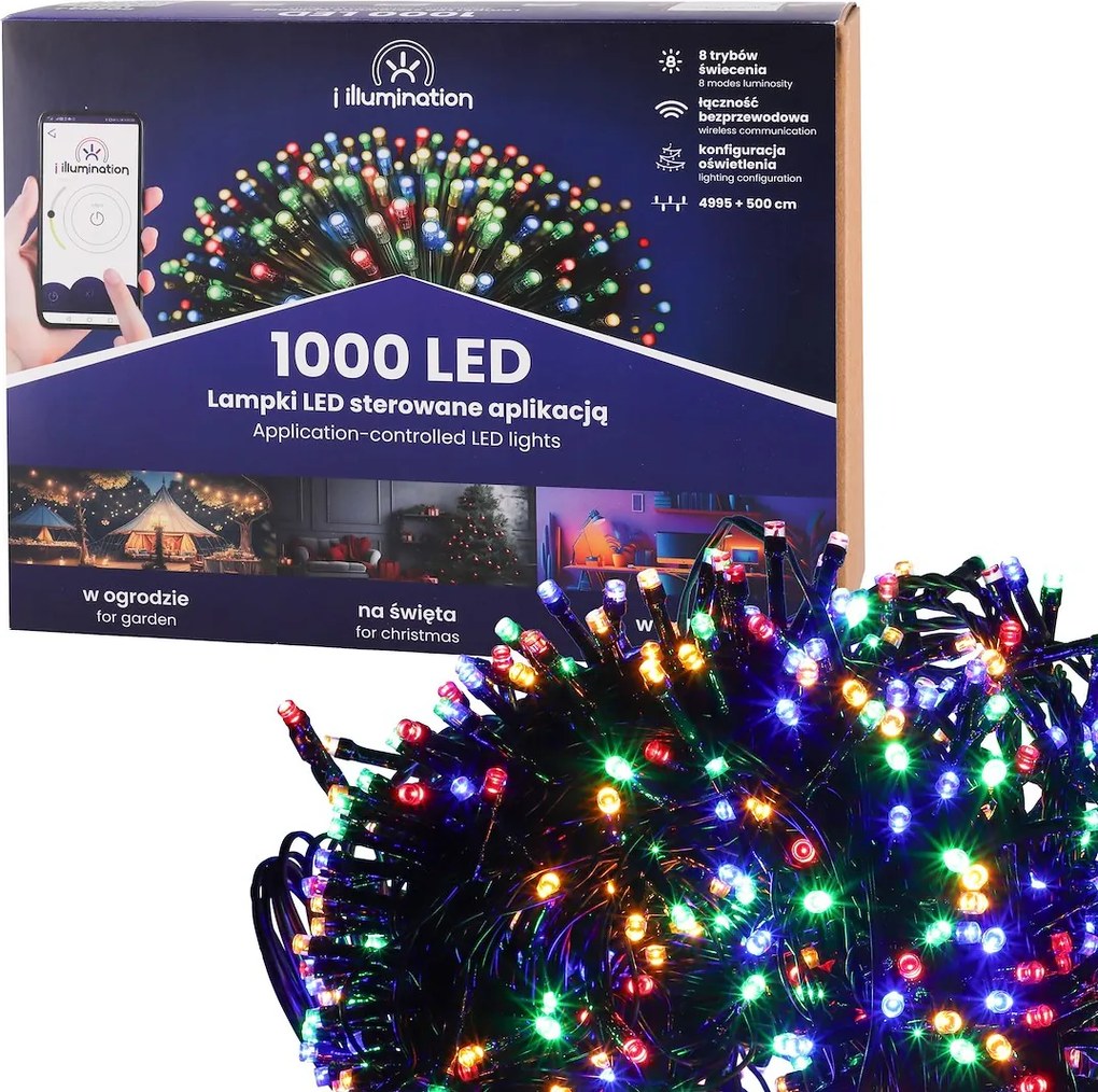 JU Svetelná reťaz iLLUMINATION (SMART), 1000 LED, viacfarebná, sieťové napájanie, interiér/exteriér