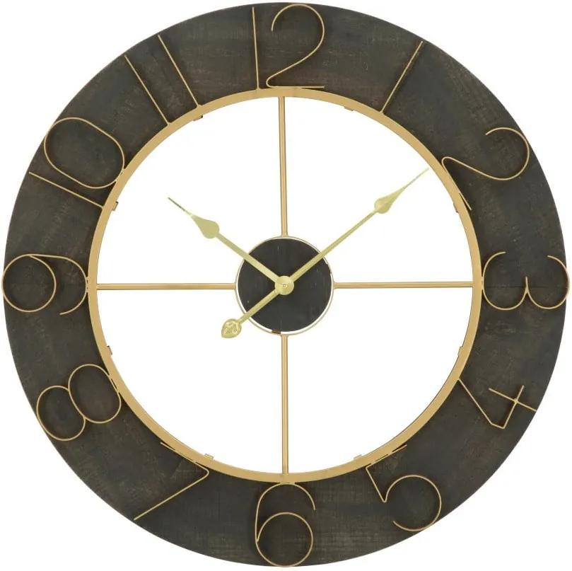 Čierne nástenné hodiny s detailmi v zlatej farbe Mauro Ferretti Norah, ⌀ 70 cm
