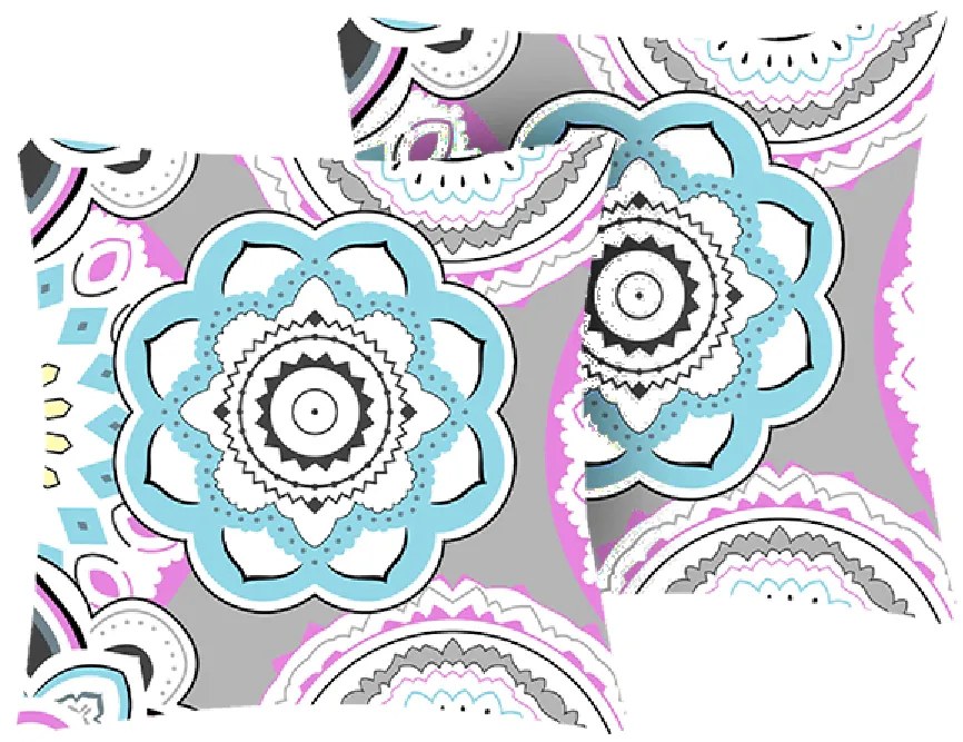 XPOSE® Bavlnená obliečka na vankúš SAMANTA - sivá/lila 40x40 cm 2ks