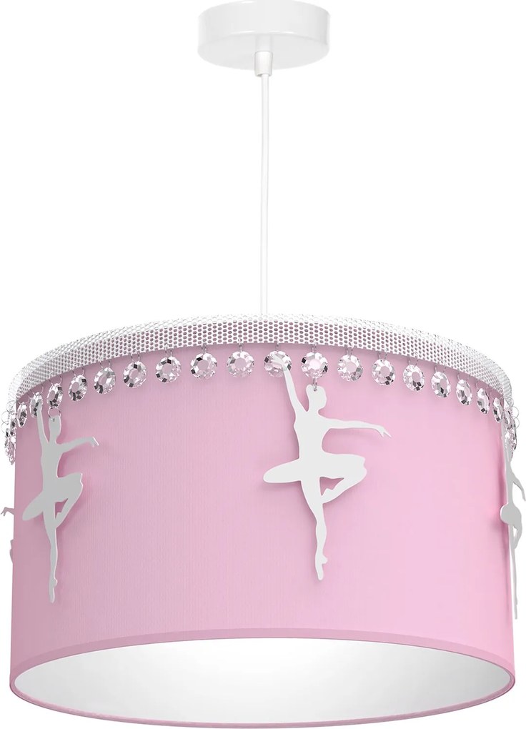 Detské závesné svietidlo Baletnica pink, 1x ružové textilné tienidlo, w