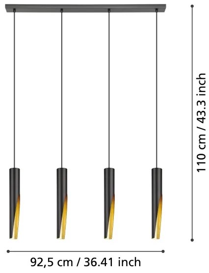 Eglo 900873 - LED Luster na lanku BARBOTTO 4xGU10/4,5W/230V čierna/zlatá