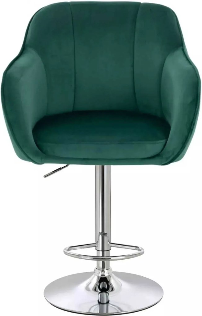 LuxuryForm DESIGN Barová stolička AVOLA VELUR na striebornom tanieri - zelená