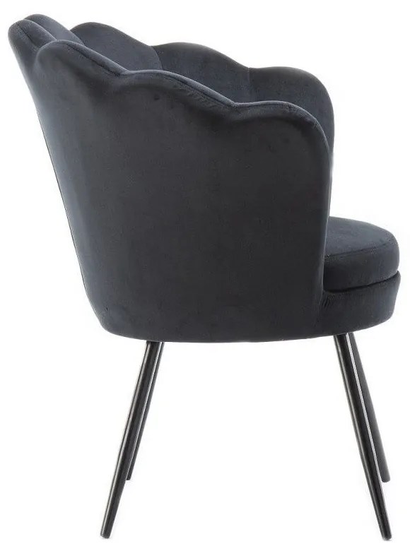 LuxuryForm DESIGN Kreslo FREY VELUR s čiernymi nohami - čierne