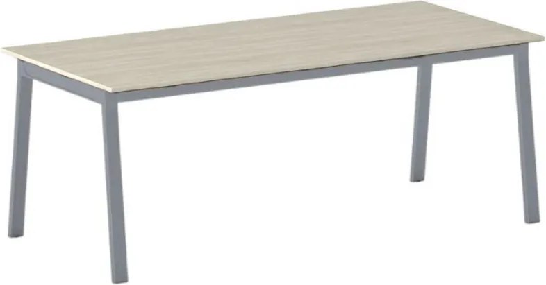 Rokovací kancelársky stôl PRIMO BASIC, 200x90 cm, sivostrieborná podnož, dub prírodný