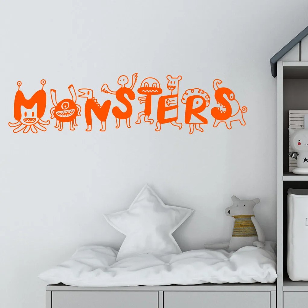 Veselá Stena Samolepka Monsters Farba: modrá, Veľkosť: 100 x 29 cm