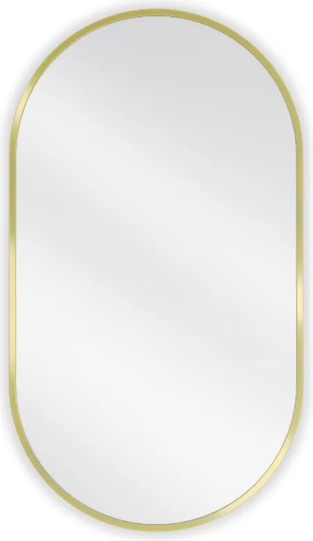 Mexen Loft oválne kúpeľňové zrkadlo 80 x 45 cm, rám v brúsenom zlatom prevedení - 9851-080-045-000-50