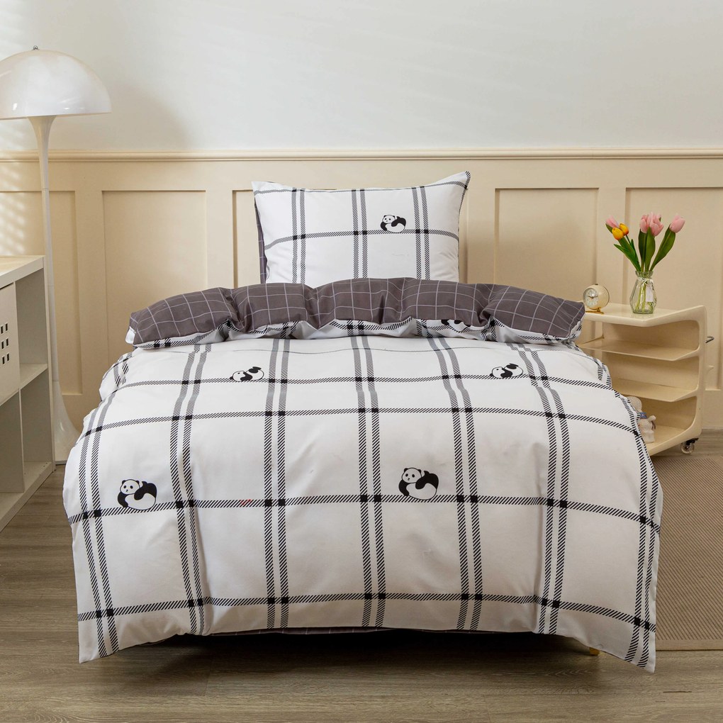 Mikroflanelové obliečky CUTE PANDA biele Rozmer obliečky: 70 x 90 cm | 140 x 200 cm