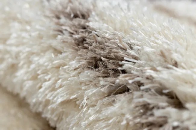 Koberec FLUFFY kruh shaggy pásky - krém / béžový