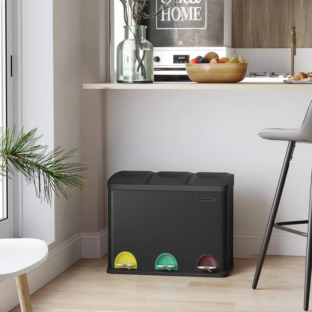 Kôš na triedený odpad Galipa 3x15 l čierny