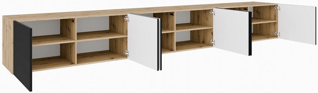TV stolek LIO 300 cm - dub artisan/čierny mat
