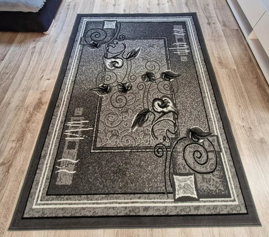 Sivý klasický koberec Shiraz BCF Kalia s tradičným vzorom Rozmer: 80x150 cm