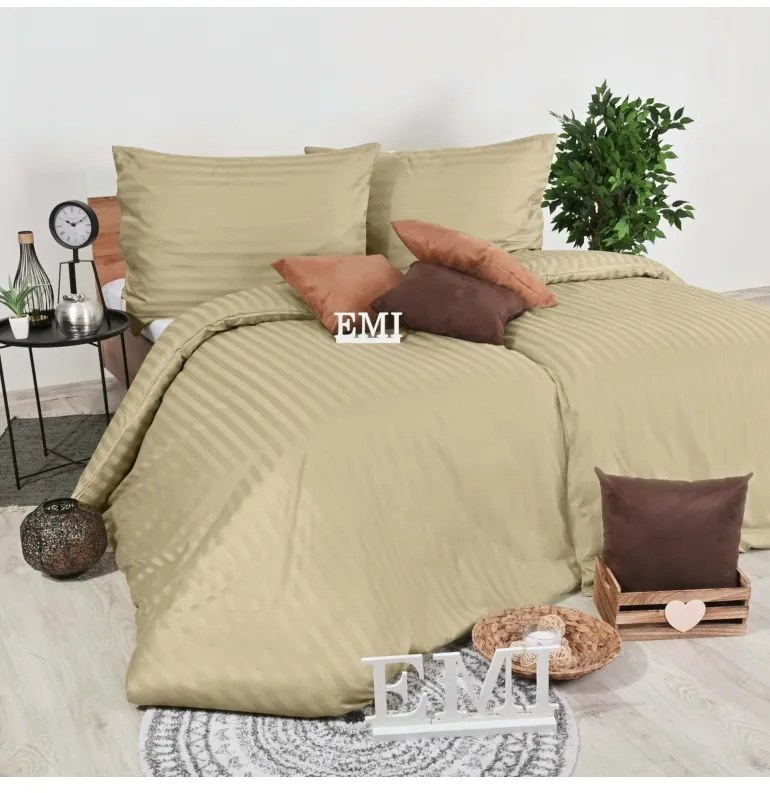 Obliečky damaškové cappuccino EMI, Štandardný set jednolôžko obsahuje 1x 140x200 + 1x 70x90