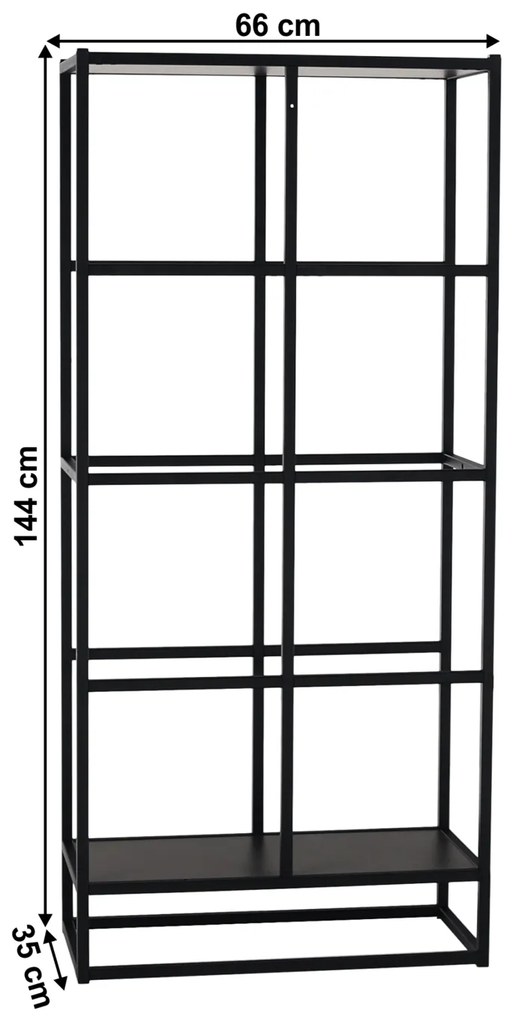Čierny kovový regál SPRING ER66, bez boxov