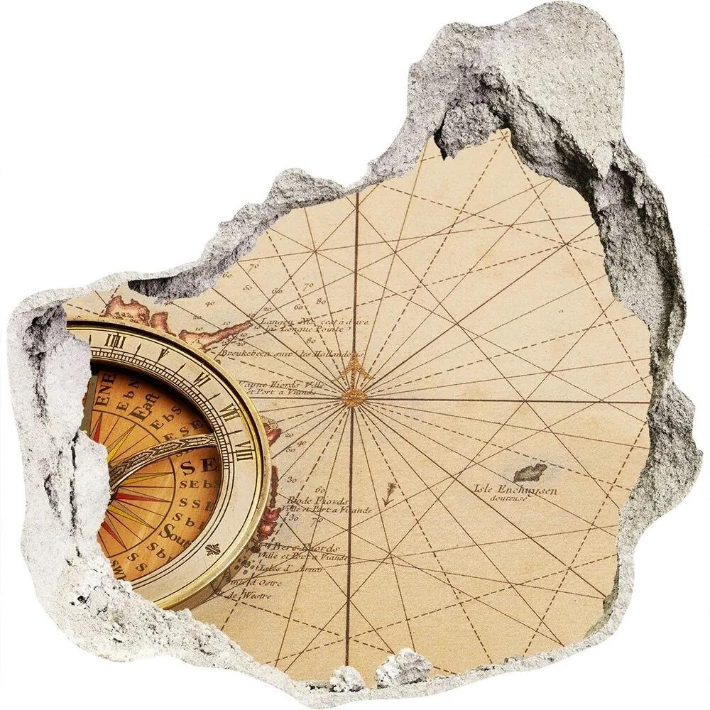 Fototapeta diera na stenu 3D Kompas na mape nd-p-122551026
