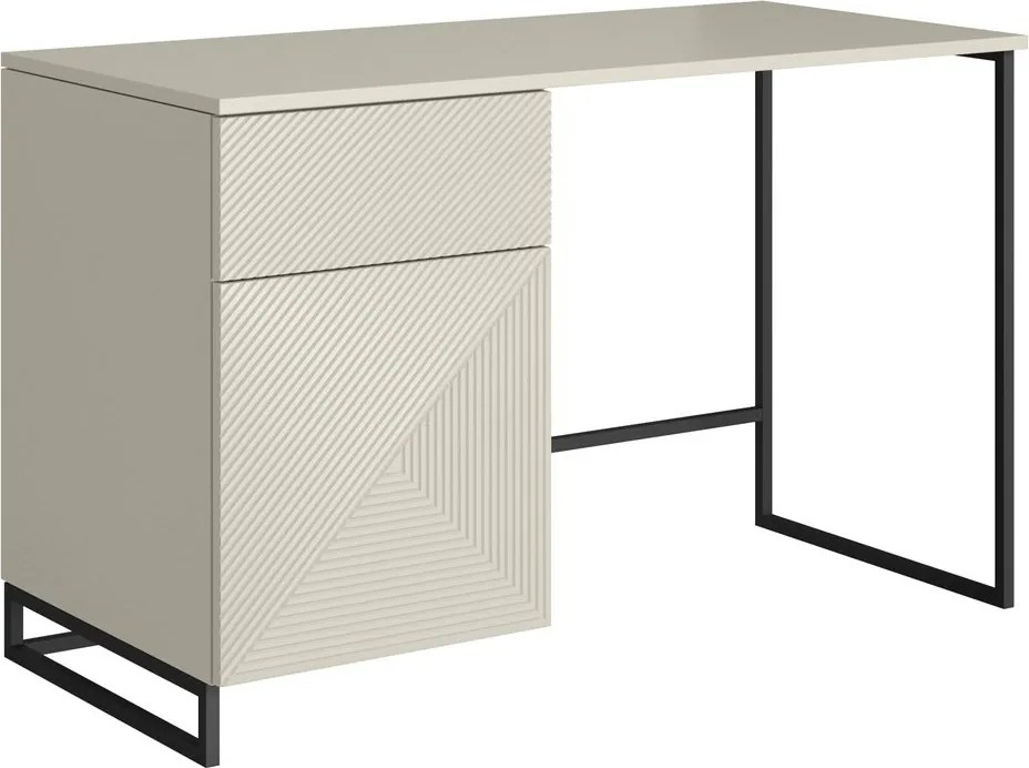 Písací stôl Asha 120 cm so zásuvkou - kašmír / čierna konštrukcia