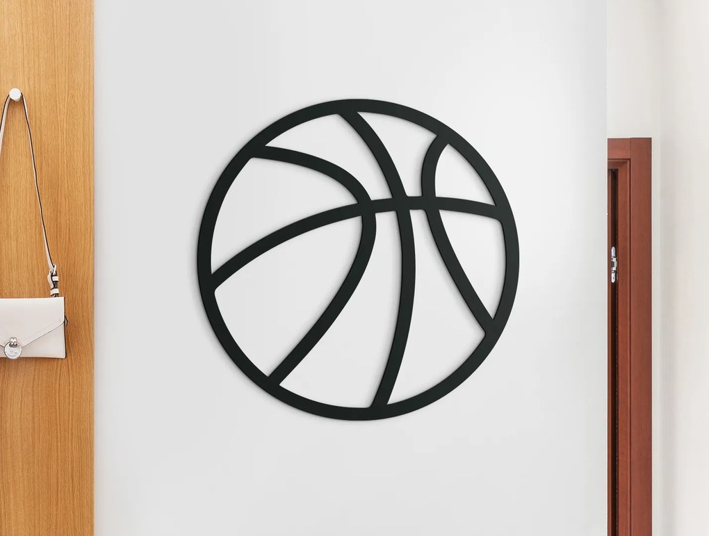 drevko Drevená nálepka Basketbalová lopta Rozmer obrazu: 32,5 x 32,5 cm, Farba dekorácie: Čierna