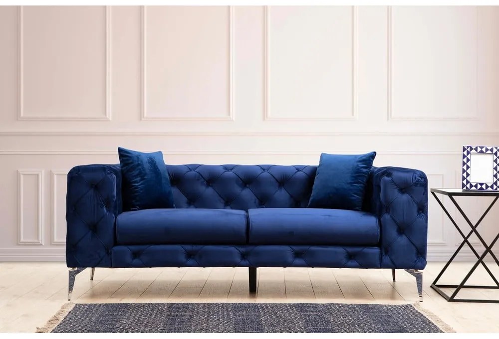 Tmavomodrá zamatová pohovka 197 cm Como – Artie