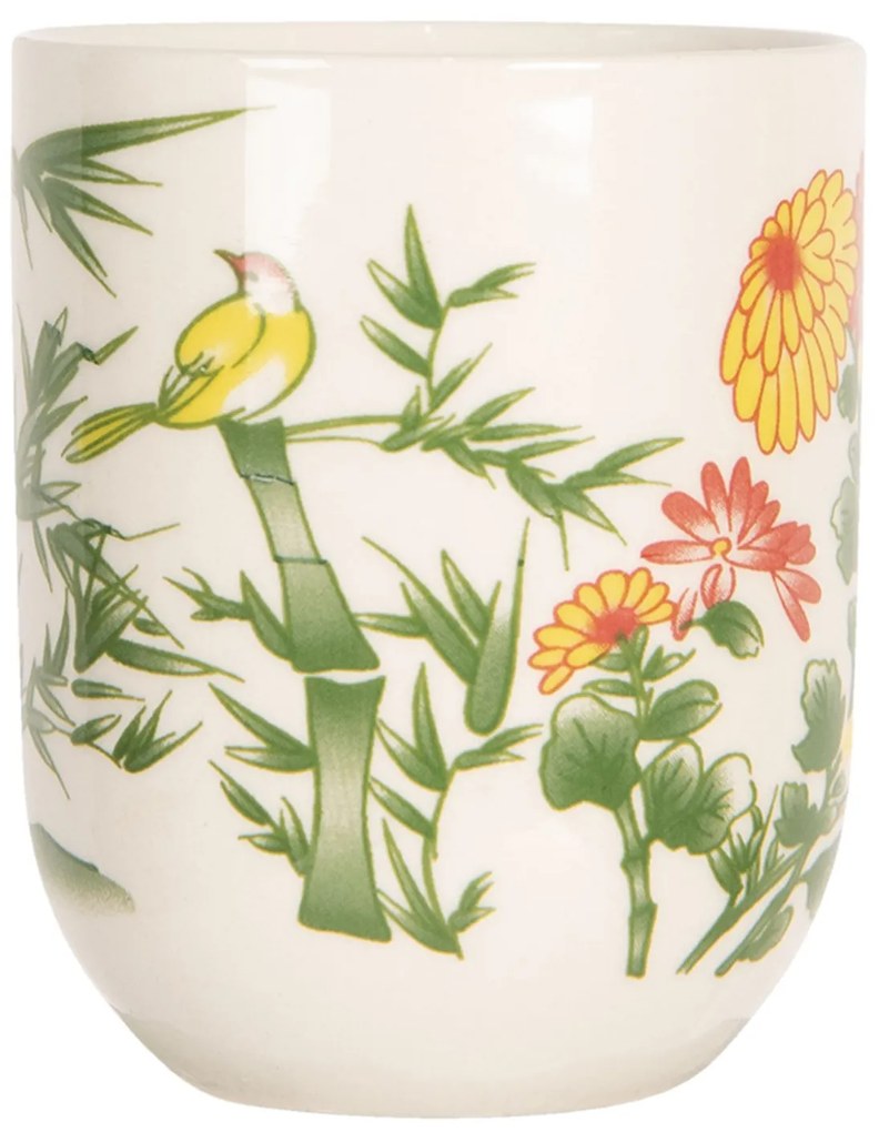 Porcelánový kalíšok na čaj s bambusom a květy- ∅ 6 * 8 cm / 0,1l