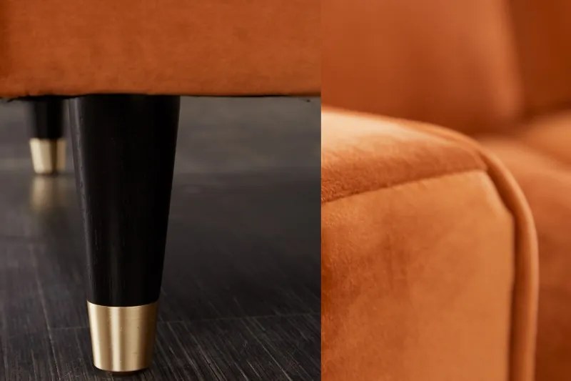 Rohová pohovka Cozy Velvet II 260cm hrdzavo hnedá zamat