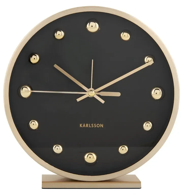 Karlsson 5970BK dizajnové stolné hodiny/budík čierna, pr. 16 cm