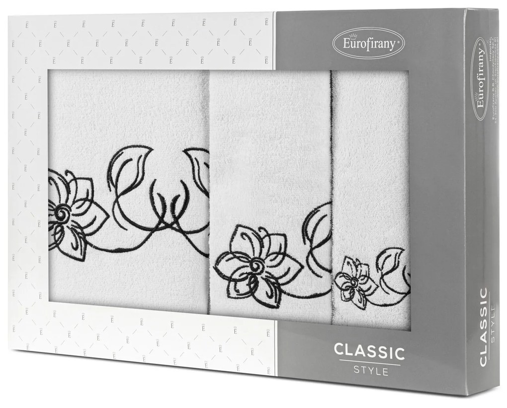 FROTÉ UTERÁK LILA SADA 1KS 30X50 CM, 1KS 50X90 CM, 1KS 70X140 CM BIELA