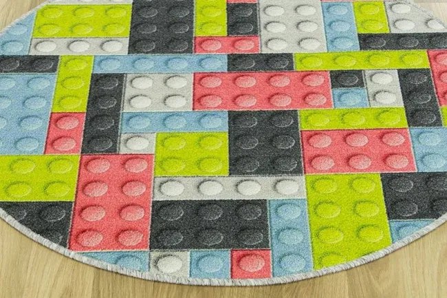 Detský koberec pastelové kocky lego 2 viacfarebný kruh