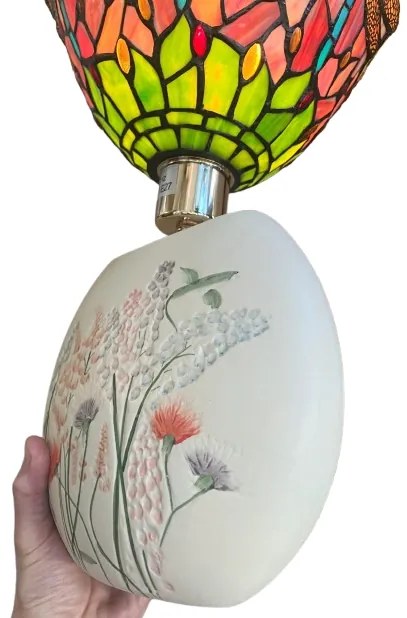 Tiffany lampa gravírované kvety Ø25*39 kolekcia MULTICOLOUR