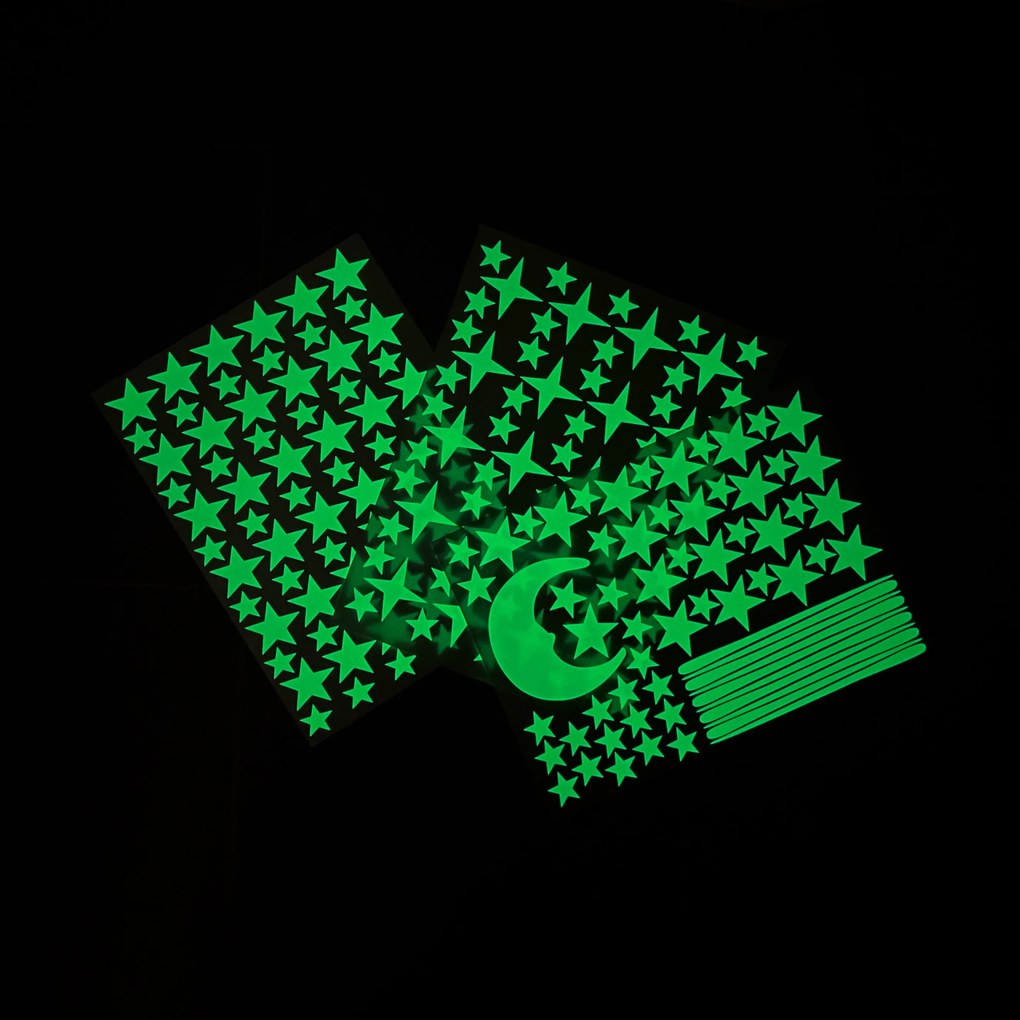 Samolepka na stenu "Fosforové hviezdičky s Mesiacom 2" 207 ks