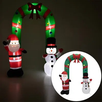 Nafukovací vianočný oblúk so Santa Clausom a snehuliakom 250 × 195 cm