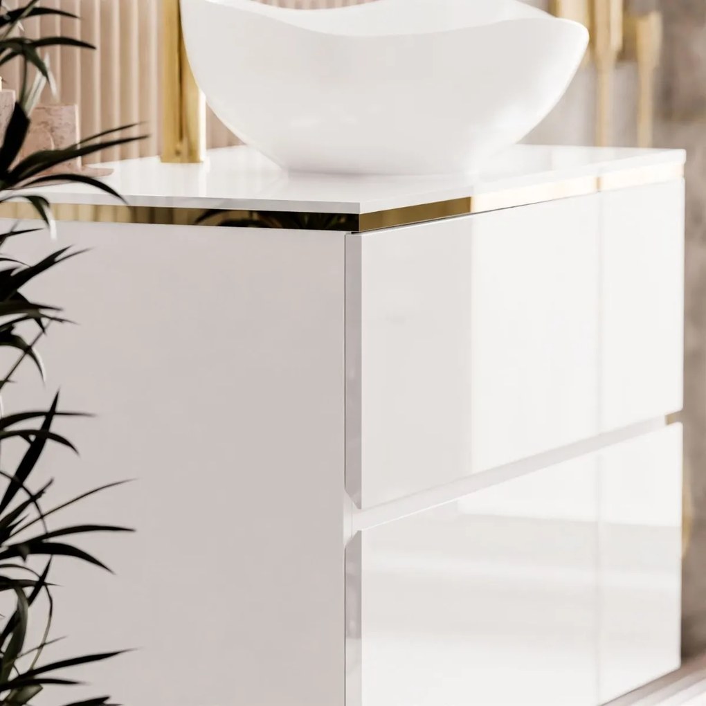 KÚPELŇOVÁ SKRINKA NESSIE BIELÝ LESK + ZLATÁ