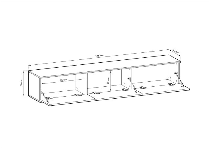 Závěsný televizní stolek Oro MDF 175 cm  šedý/zlatý